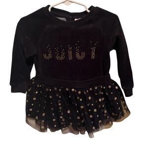 Juicy Couture Black Velvet Dress with Gold Accents